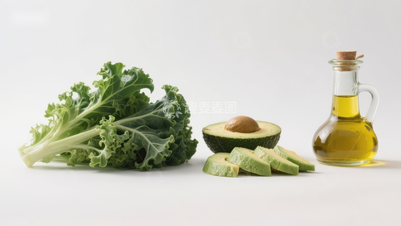 高清大图下载【趣麦麦图】羽衣甘蓝牛油果与橄榄油