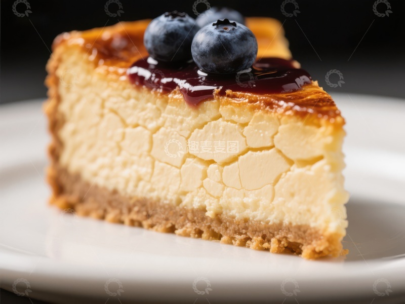 高清大图下载【趣麦麦图】蓝莓酱淋面的芝士蛋糕