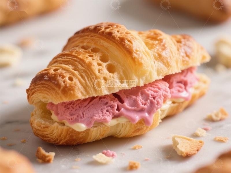 高清大图下载【趣麦麦图】奶油夹心羊角面包