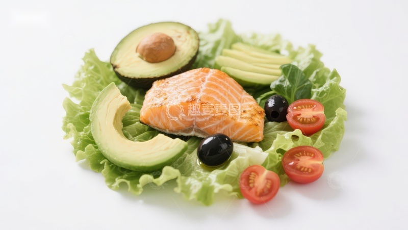 高清大图下载【趣麦麦图】三文鱼牛油果沙拉摆盘