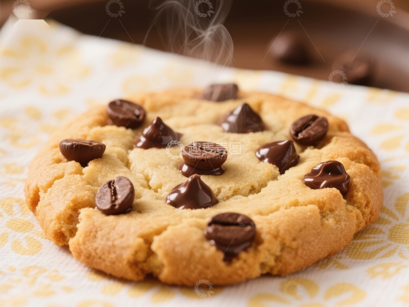 高清大图下载【趣麦麦图】咖啡豆点缀的热腾饼干