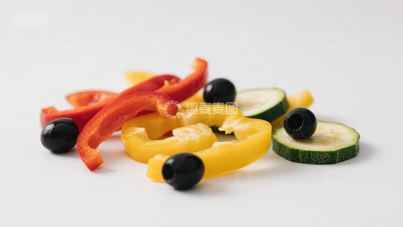 高清大图下载【趣麦麦图】切片蔬菜与黑橄榄