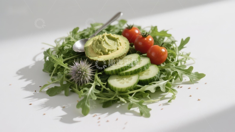 高清大图下载【趣麦麦图】新鲜蔬菜与牛油果沙拉