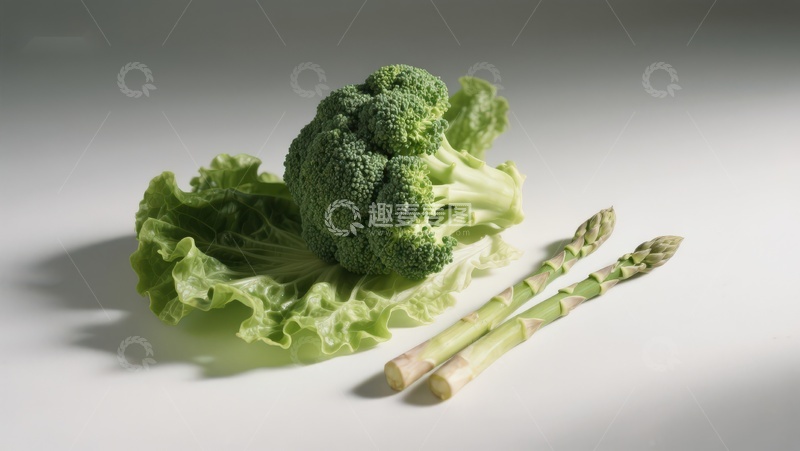 高清大图下载【趣麦麦图】西兰花与芦笋静物摆拍