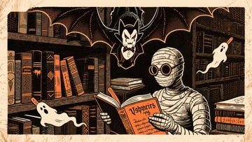 图书馆中的木乃伊阅读神秘书籍