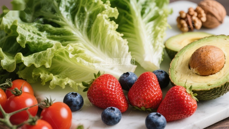 高清大图下载【趣麦麦图】新鲜蔬果与坚果摆盘