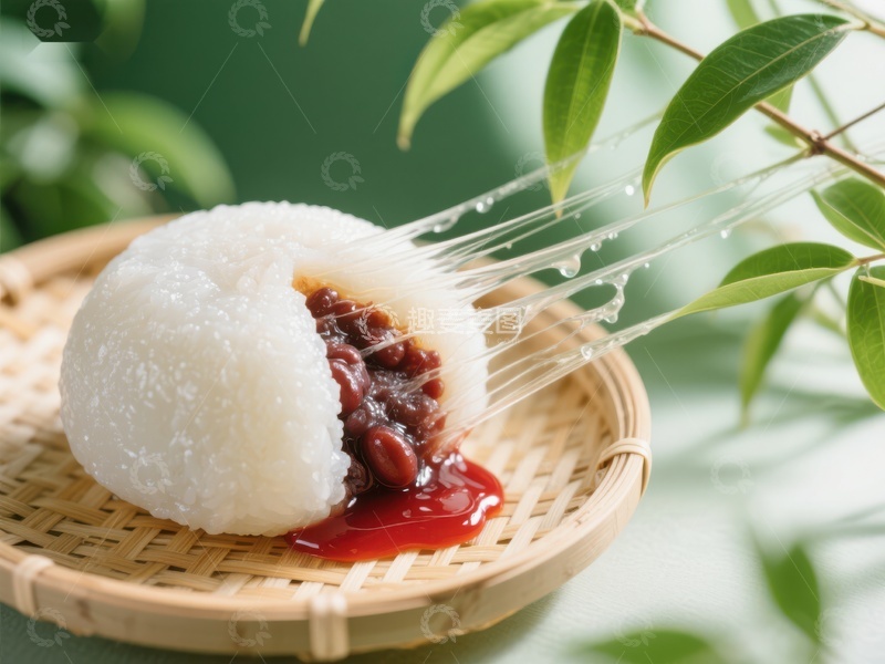 高清大图下载【趣麦麦图】红豆糯米团，甜蜜酱汁四溢