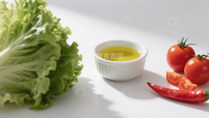 高清大图下载【趣麦麦图】新鲜蔬菜与橄榄油摆拍