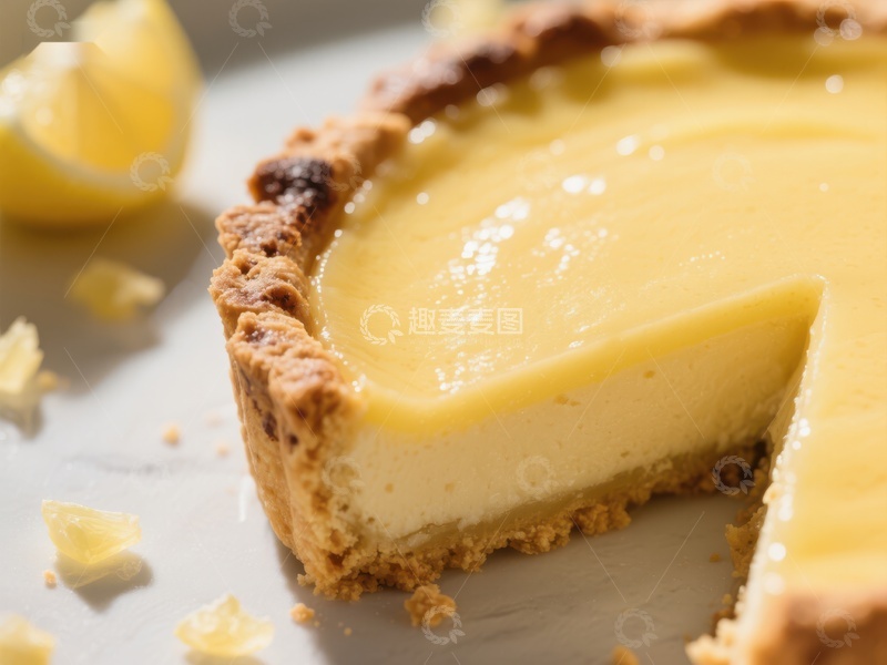 高清大图下载【趣麦麦图】柠檬奶酪挞，切片展示