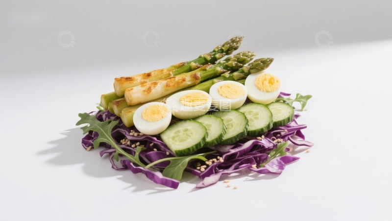 高清大图下载【趣麦麦图】蔬菜鸡蛋沙拉拼盘