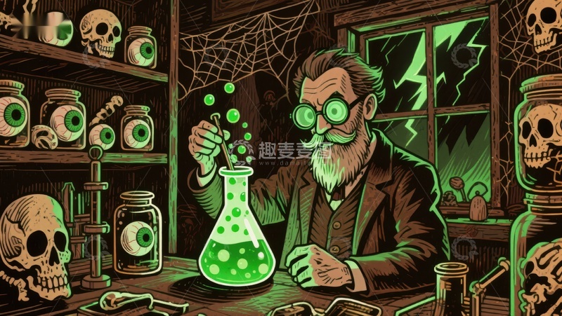 高清大图下载【趣麦麦图】神秘实验室中的化学实验