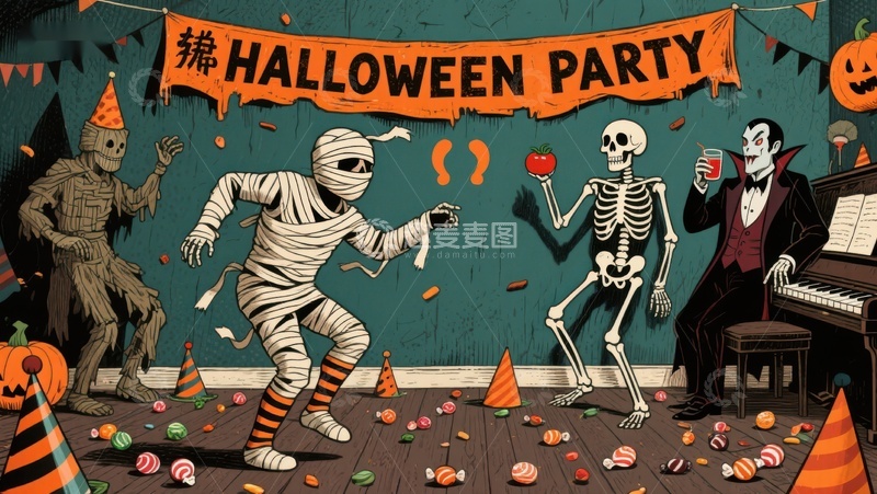 高清大图下载【趣麦麦图】万圣节派对欢乐场景