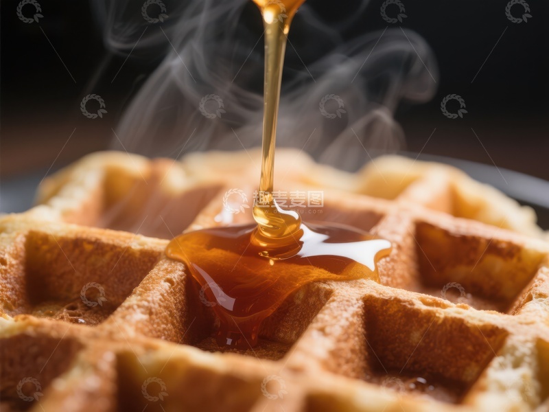 高清大图下载【趣麦麦图】热腾腾的华夫饼淋上蜂蜜