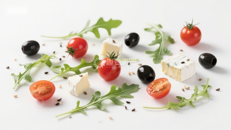 高清大图下载【趣麦麦图】新鲜蔬菜与奶酪摆盘