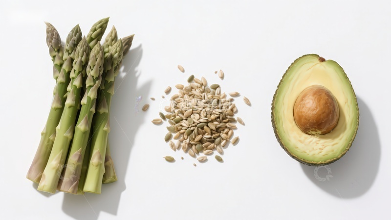 高清大图下载【趣麦麦图】芦笋、南瓜籽与牛油果组合