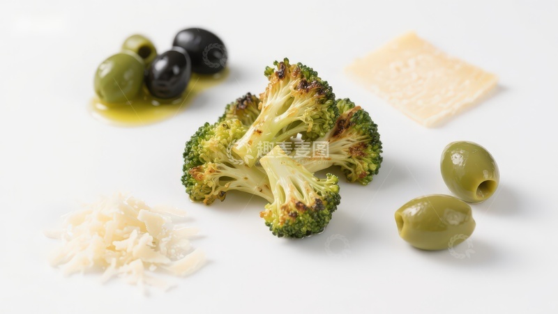 高清大图下载【趣麦麦图】西兰花与橄榄的食材组合