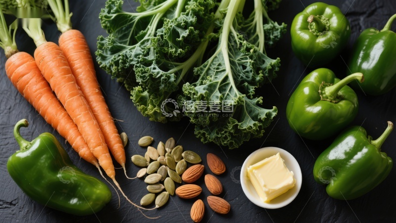 高清大图下载【趣麦麦图】新鲜蔬菜与坚果摆拍