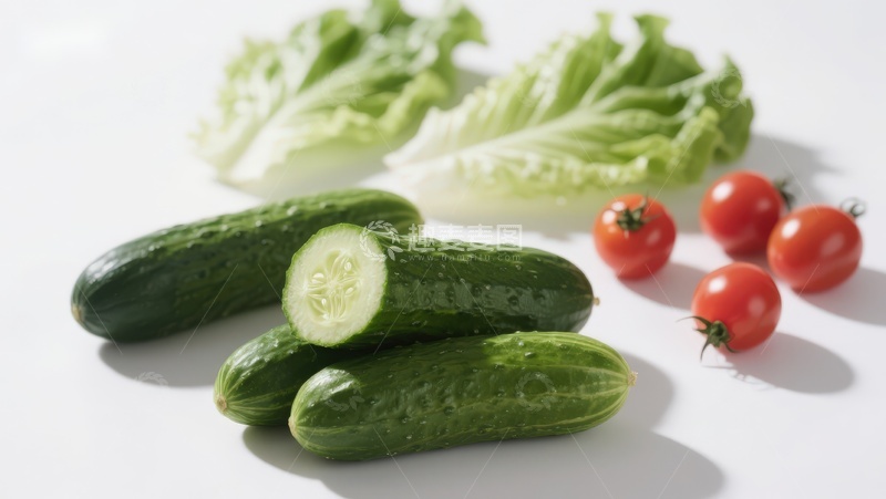 高清大图下载【趣麦麦图】新鲜黄瓜番茄生菜静物