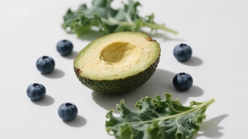 高清大图下载【趣麦麦图】牛油果蓝莓与羽衣甘蓝特写