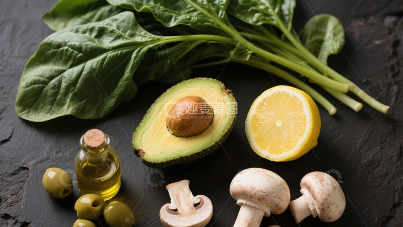 高清大图下载【趣麦麦图】新鲜蔬菜水果与橄榄油摆拍