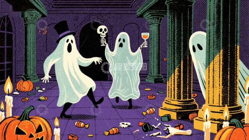 高清大图下载【趣麦麦图】幽灵派对：万圣节夜的狂欢