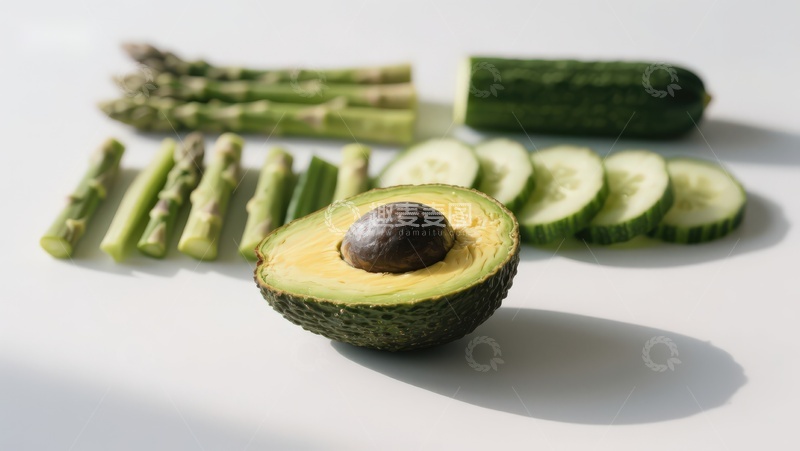 高清大图下载【趣麦麦图】新鲜蔬菜与牛油果切片
