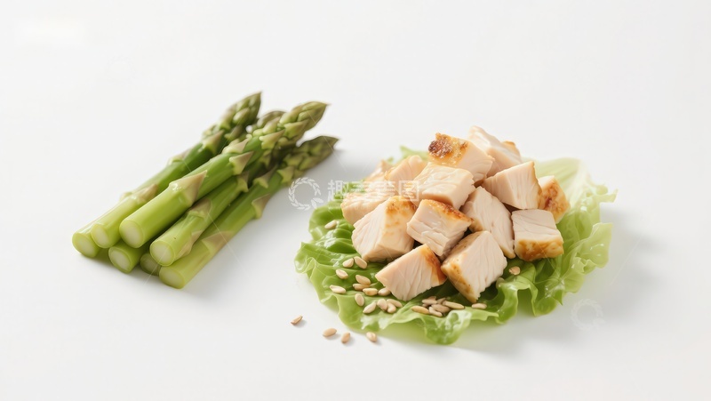 高清大图下载【趣麦麦图】鸡胸肉配芦笋沙拉