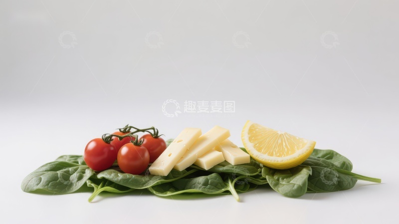 高清大图下载【趣麦麦图】新鲜蔬菜与奶酪柠檬组合