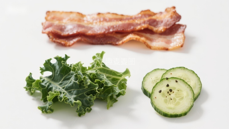 高清大图下载【趣麦麦图】培根羽衣甘蓝黄瓜切片