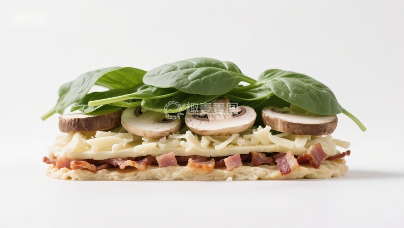 高清大图下载【趣麦麦图】蔬菜奶酪培根三明治