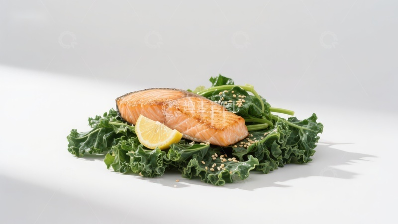 高清大图下载【趣麦麦图】三文鱼配羽衣甘蓝沙拉