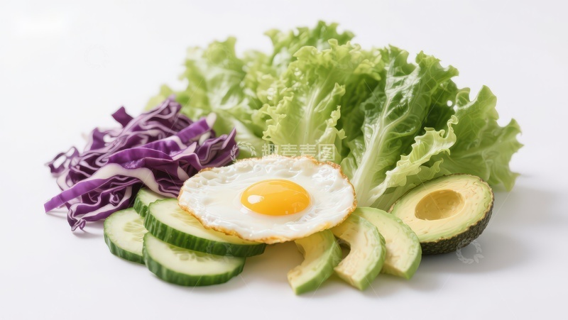 高清大图下载【趣麦麦图】新鲜蔬菜与煎蛋组合