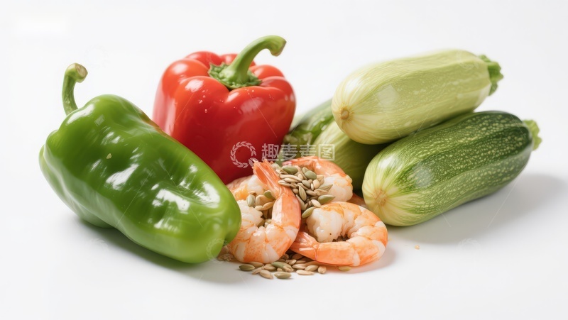 高清大图下载【趣麦麦图】新鲜蔬菜与虾仁组合