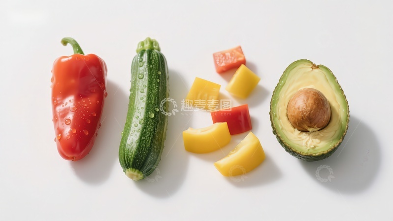 高清大图下载【趣麦麦图】新鲜蔬菜与牛油果摆拍