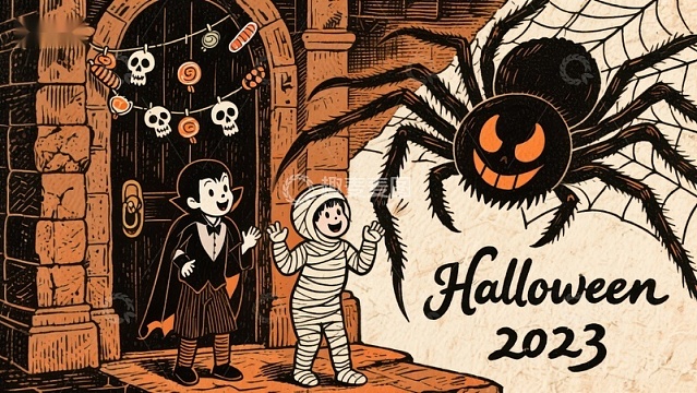 2023万圣节儿童装扮欢乐场景