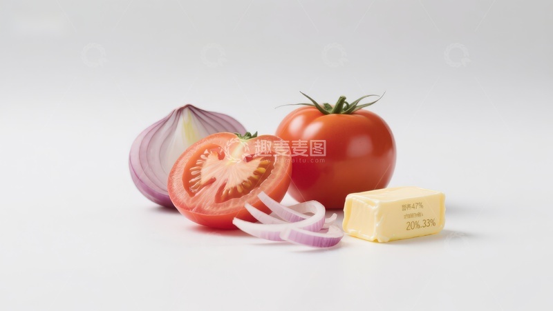 高清大图下载【趣麦麦图】番茄洋葱与黄油静物