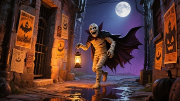 月夜古巷中的恐怖木乃伊