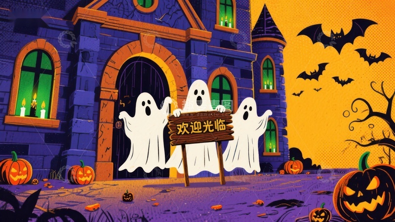 高清大图下载【趣麦麦图】万圣节幽灵欢迎光临