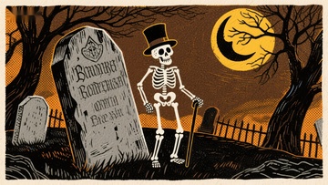 墓地骷髅夜景插画