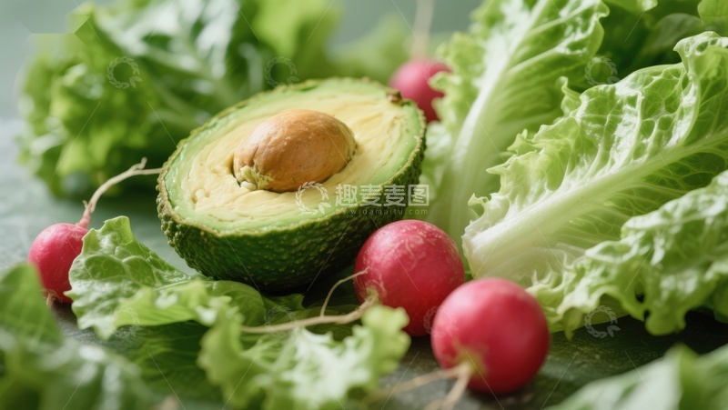 高清大图下载【趣麦麦图】新鲜蔬菜与牛油果特写