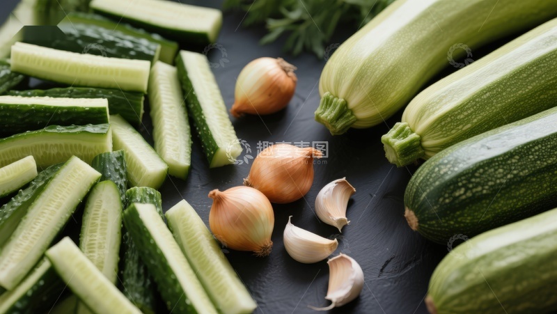 高清大图下载【趣麦麦图】新鲜蔬菜切片摆盘