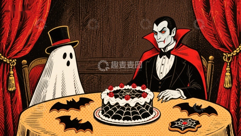 高清大图下载【趣麦麦图】吸血鬼与幽灵共进晚餐
