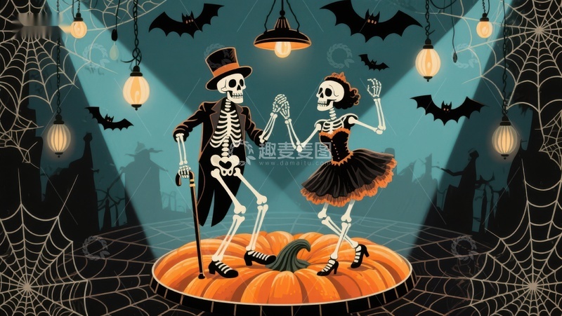 高清大图下载【趣麦麦图】万圣节骷髅舞会