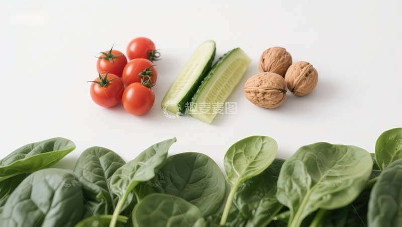 高清大图下载【趣麦麦图】新鲜蔬菜与坚果摆拍