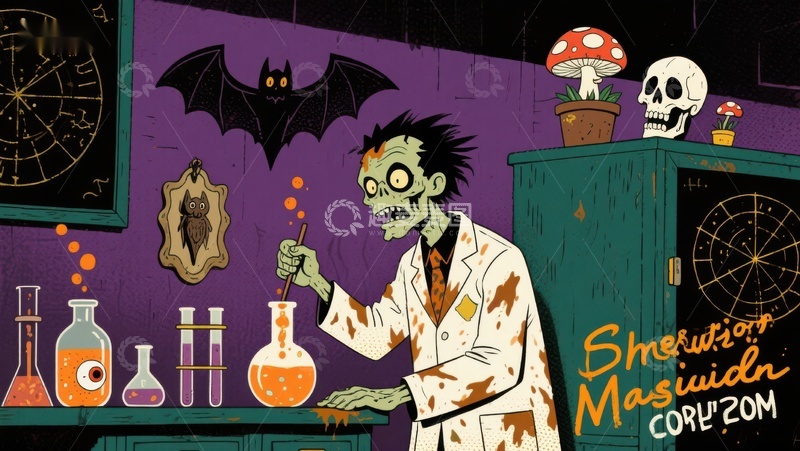 高清大图下载【趣麦麦图】实验室里的僵尸科学家