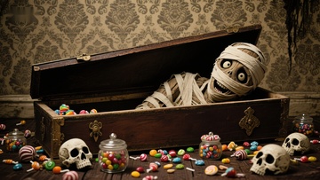 木箱中的木乃伊与糖果