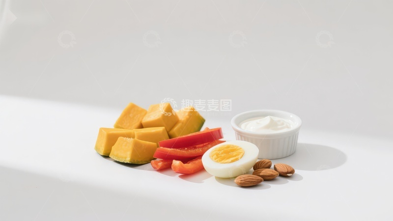 高清大图下载【趣麦麦图】切块水果与坚果配酸奶
