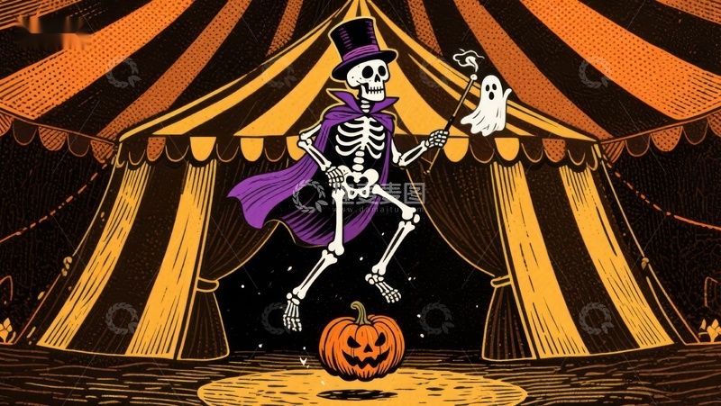 高清大图下载【趣麦麦图】骷髅马戏团表演