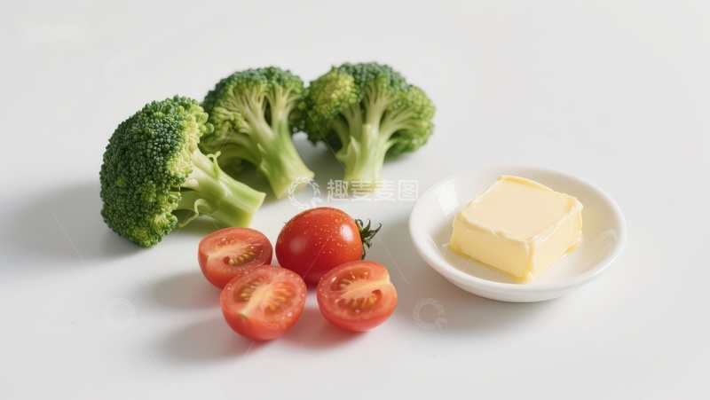 高清大图下载【趣麦麦图】西兰花番茄与黄油静物