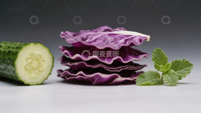 高清大图下载【趣麦麦图】紫甘蓝黄瓜薄荷静物